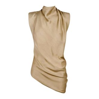 Cortana Ocaso Top - Dames - Tops - Beige - Maat: L Satijn