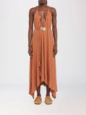 Alanui Mermaid Inside Linen Midi Dress with Halter Neck and Asymmetric Hem