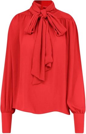Actualee Camicia in Raso con Spalline Imbottite - - Blouses & Shirts - Donna - Rosso - XS
