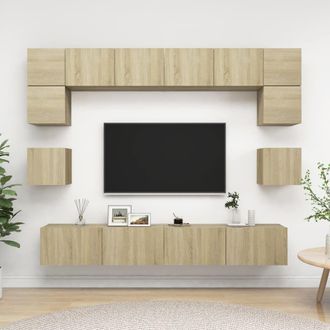 Berkfield Home 8 Piece TV Cabinet Set Sonoma Oak Engineered Wood in Brown