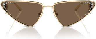 Jimmy Choo London 63mm Cat Eye Sunglasses in Pale Gold /Dark Brown at Nordstrom