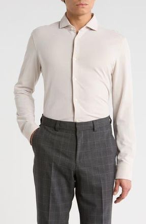 BOSS Hank Kent Slim Fit Linen Dress Shirt in Lt Bge at Nordstrom Rack, Size 16.5R