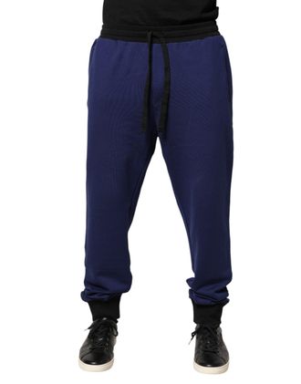 Dolce & Gabbana Mens Cotton Mid-Waist Joggers Blue