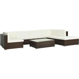 vidaXL vidaXL Set Divani da Giardino 8 pz con Cuscini in Polyrattan Marrone