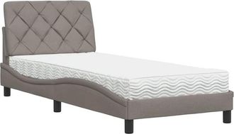 vidaXL Cama Con Colch&oacute;n Tela Gris Taupe 80x200 Cm Vidaxl