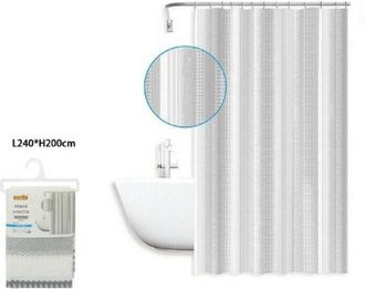 Trade Shop Trade Shop - Cortina De Ducho Impermeable Antimoho 240 X 200 Cm Con Anillos De Ba&ntilde;o 59812