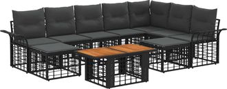 vidaXL Conjunto De Sof&aacute;s De Jard&iacute;n 10 Uds. Negro Y Gris Oscuro Vidaxl