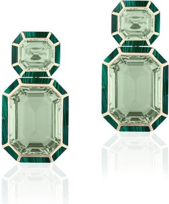 Goshwara M&eacute;lange Emerald-Cut Drop Earrings in Translucent Green at Nordstrom