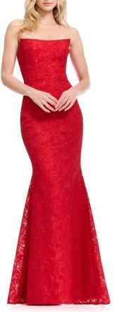 Dress The Population Murphy Strapless Evening Gown in Rouge at Nordstrom, Size Medium