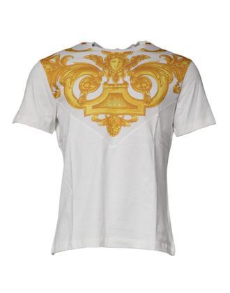Versace Mens White Medusa Print Cotton Crew Neck T-Shirt