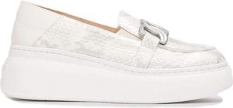 Wonders Tweekleurige leren sleehak moccasin - Dames - Loafers - Grijs - 41 EU - Schoenen
