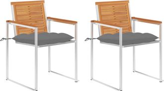 vidaXL Vidaxl - Sillas De Jard&iacute;n Con Cojines 2 Uds Madera Maciza Acacia Y Acero