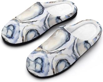 Generic Oysters Watercolor Cotton Slippers for Women Indoor Outdoor Slipper Slip-On Memory Foam Home Shoes