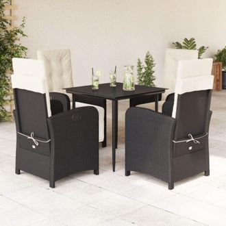 vidaXL Set De Muebles Jard&iacute;n 5 Pzas Con Cojines Rat&aacute;n Sint&eacute;tico Negro Vidaxl