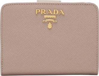 Prada Kleine Saffiano leren portemonnee - Dames - Portefeuilles - Roze - ONE Size - Leer - Accessoires