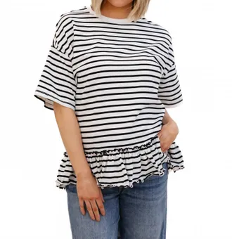 Free People We The Free Why Yes Striped Tee In Black/white Combo
