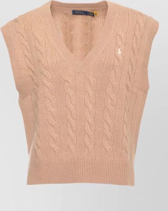Ralph Lauren wool cashmere v-neck sleeveless textured top