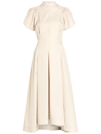 3.1 Phillip Lim Pleated Cotton-blend Poplin Midi Dress - Stone - 12 (UK16 / XL)