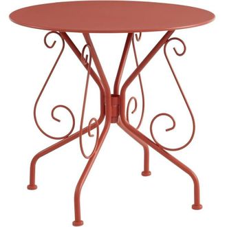 MYLIA Tavolo da giardino in metallo effetto ferro battuto colore Terracotta - GUERMANTES