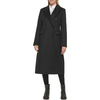 Karl Lagerfeld Wool Blend Double Breasted Coat in Black at Nordstrom Rack, Size Small