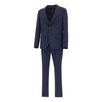 Eleventy Single Breasted Suits, male, Blue, 2XL, Two-Piece Wool Suit