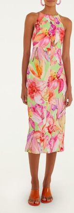 Farm Rio Artsy Flora Linen Midi Dress in Artsy Flora Green at Nordstrom, Size Xx-Small