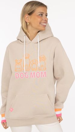 Zwillingsherz Hoodie ZWILLINGSHERZ Dog Mom & Friends, Damen, Gr. L/XL, hellbeige, Sweatware, Obermaterial: 50% Baumwolle, 50% Polyester, comfort fit h&uuml;ftlang, ohne 