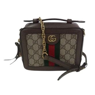 Gucci Pre-owned Ophidia Bruin GG Supreme Canvas Leder Schoudertas - Dames - Pre-owned - Bruin - Maat: ONE Size