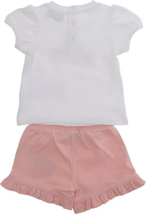 Moschino Unisex Kids T-Shirt And Shorts Set White-Pink Cotton Tracksuit Sets