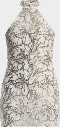 Bcbgmaxazria Sequin-Embellished Halter Mini Dress