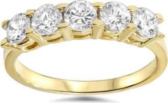 Pompeii3 1 1/4ct Diamond Wedding 14k Yellow Gold Anniversary Ring 5-Stone High Polished Size Selectable