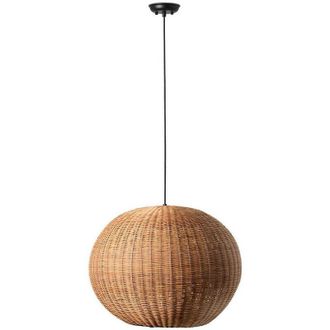 Faro Barcelona Faro Haka Black, Rattan Globe Pendant Lamp 53cm 2700K