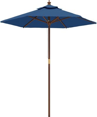 vidaXL Sombrilla De Jard&iacute;n Con Poste De Madera Azul Celeste 196x231 Cm Vidaxl