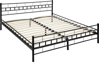 TecTake Cama con cabecero, somier, marco de acero, 200 x 180 cm, negro