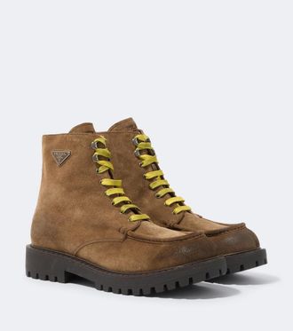 Prada Suede lace-up boots