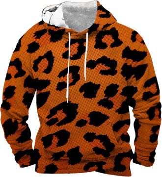 Generic Hoodies for Men Uk | 3D Leopard Print Hoody Pullover | Drawstring Long Sleeve Hooded Sweatshirt | Casual Sportswear Athletic Workout Hoodies Fashion T