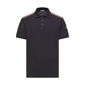 Moncler Polo Shirts, male, Blue, Size: S Logo Patch Polo Shirt