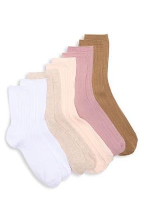 Nordstrom Rack 5-Pack Dressy Rib Quarter Socks in Dusty Pink Beige Multi at Nordstrom Rack, Size 9/11