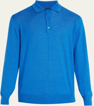 Charvet Mens Solid Long-Sleeve Polo Shirt