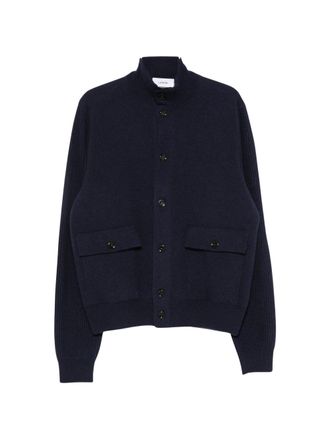 Lardini Ribbed-Knit Panelled High-Collar Jacket