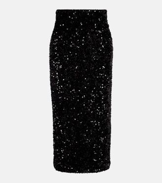 Vince Sequined velvet midi skirt