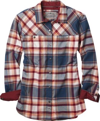 Legendary Whitetails Womens Legendary Outdoors Pathways Performance Flannel Long Sleeve Snap Up Shirt, Lakeside Sunset Plaid, M
