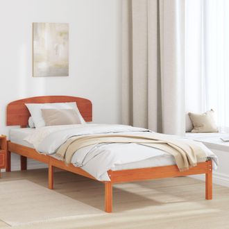 Berkfield Home Bed Frame with Headboard Wax Brown 100x200 cm Solid Wood Pine