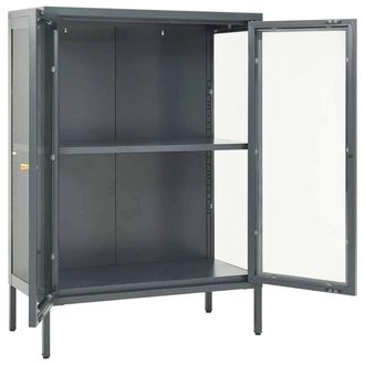 Berkfield Home Sideboard Anthracite 75x35x105 cm Steel & Glass in Dark Grey | Size: 75 x 35 x 105 cm