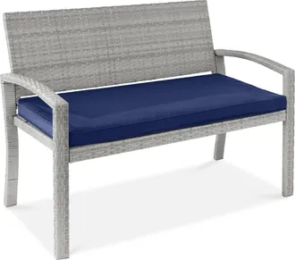 Best Choice Products 2-Person Outdoor Wicker Bench Garden Patio Porch Furniture w/ 700lb Capacity, Cushion