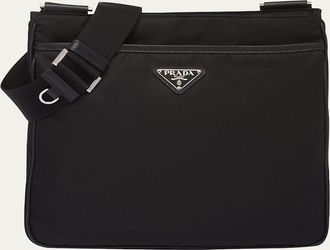 Prada Mens Nylon and Saffiano Crossbody Bag