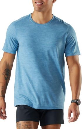 Smartwool Active Performance Merino Wool Blend T-Shirt in Mineral Blue Heather at Nordstrom, Size X-Large