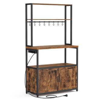 Vasagle Estanter&iacute;a de cocina con regleta - Marr&oacute;n R&uacute;stico y Negro Tinta
