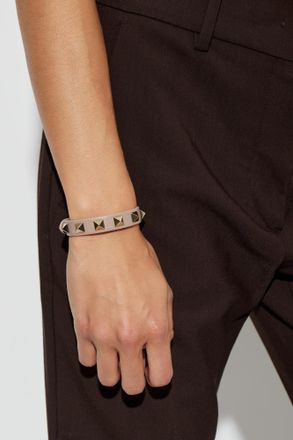 Valentino Garavani Leather Bracelet With Studs, Womens, Purple