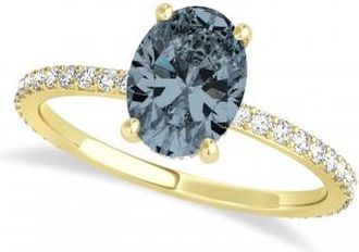 Allurez Oval Gray Spinel & Diamond Hidden Halo Engagement Ring 14k Yellow Gold (0.76ct)